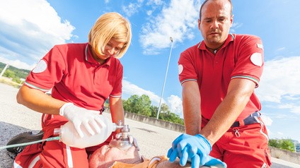 Rescue Team Providing First Aid